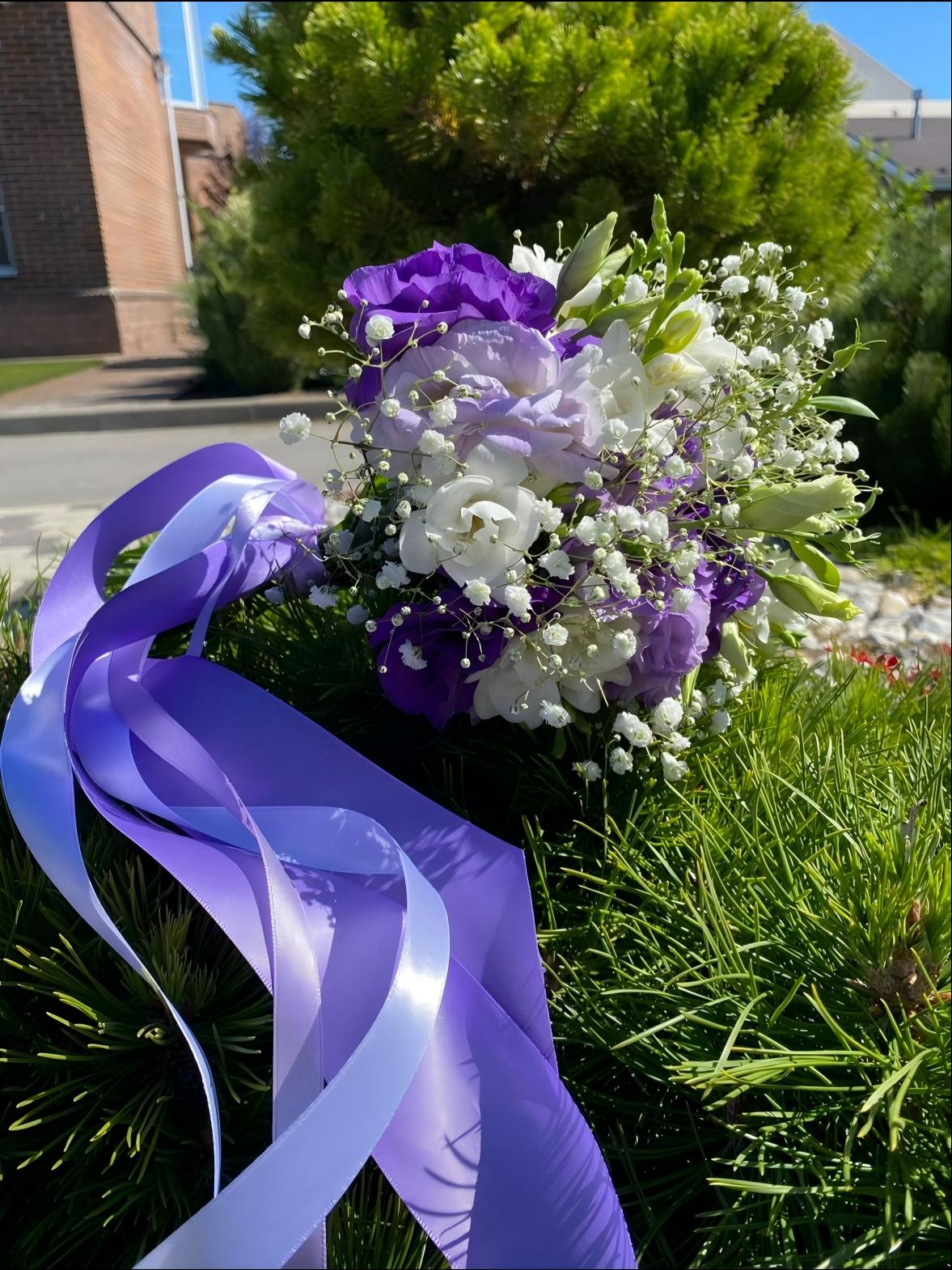 Purple ribbon bouquet